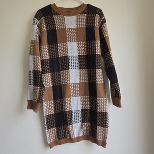 NWOT Plaid Checked Knit Sweater Dress Size S